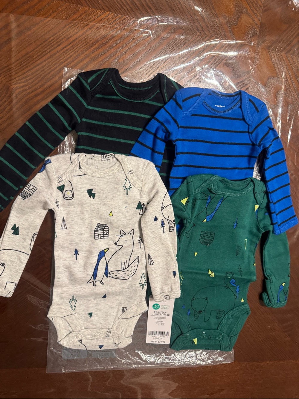 Carter’s NWT Baby Boy Set- (4pcs) Long Sleeve Bodysuits Sz Preemie